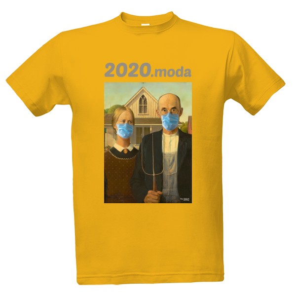 Tričko s potiskem American Gothic s rouškami