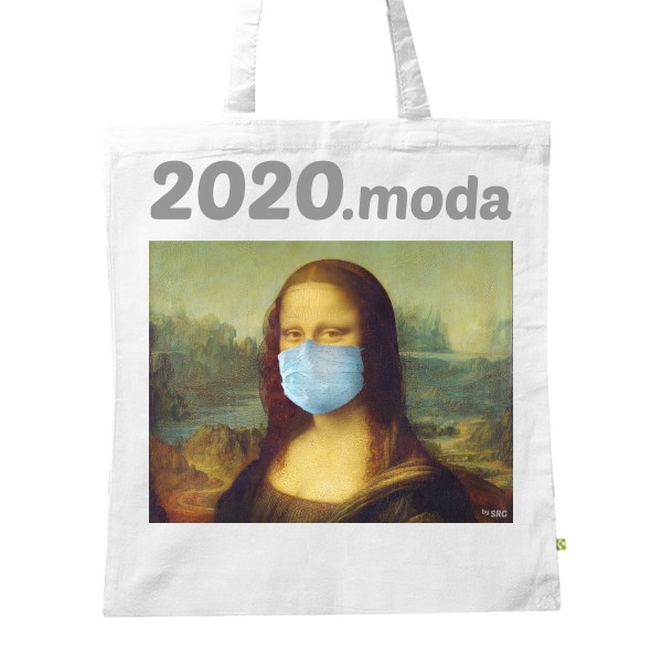 BIO plátěná taška s potiskem Mona Lisa s rouškou - nákupní taška
